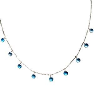 14k Princess white Gold beaded necklace 16in, 2.3g